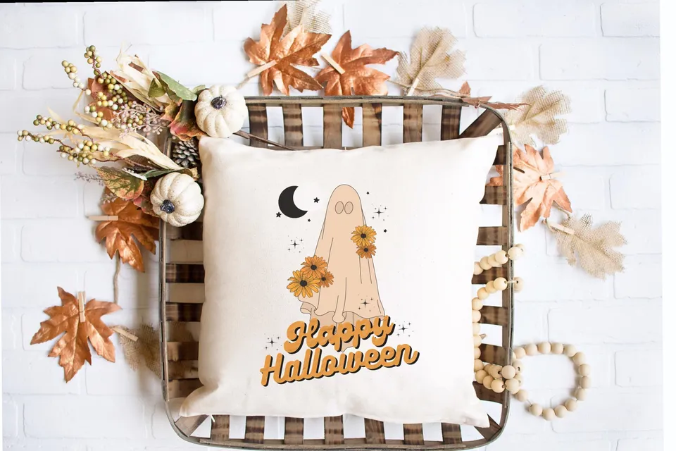 happy halloween throw pillow