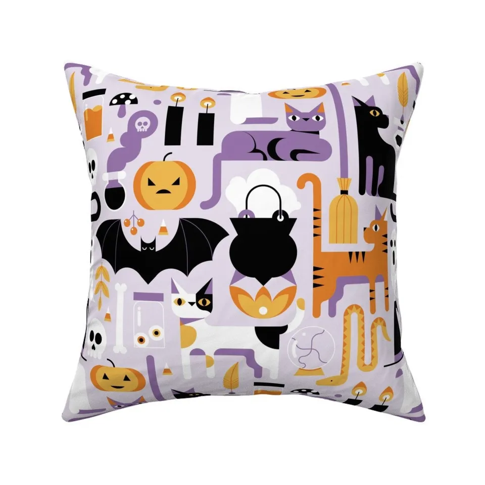 Spooky Cats Halloween Throw Pillow