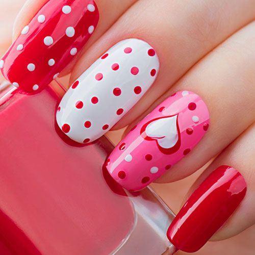 Polka dots of love Valentine’s Day Nail Designs