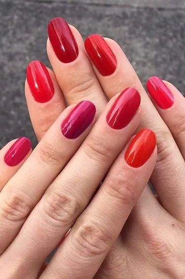 Every nail a different color Valentine’s Day Nail Designs