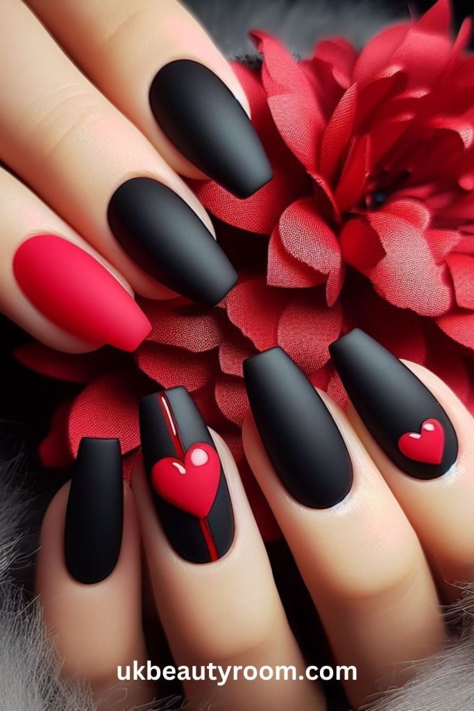 Black valentine's day nails