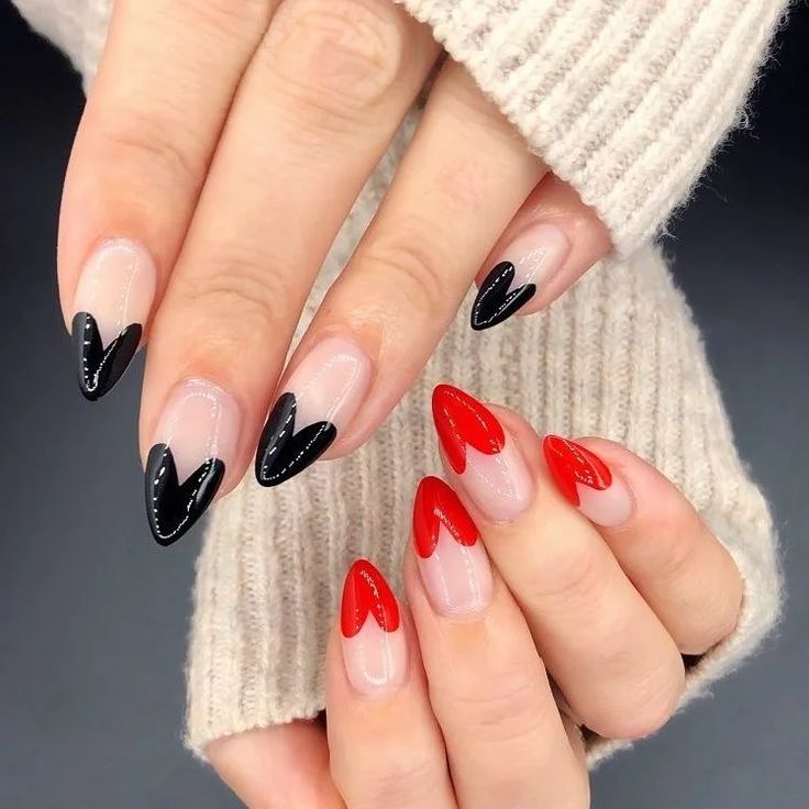 Heart tips Valentine’s Day Nail Designs