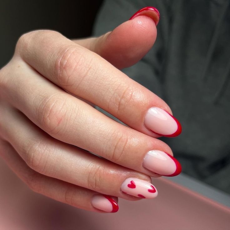 Classic French Tip with a Romantic Twist Valentine’s Day Nail Designs