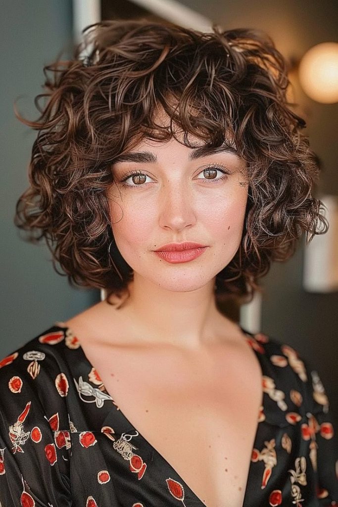 Curly Bob with Bangs