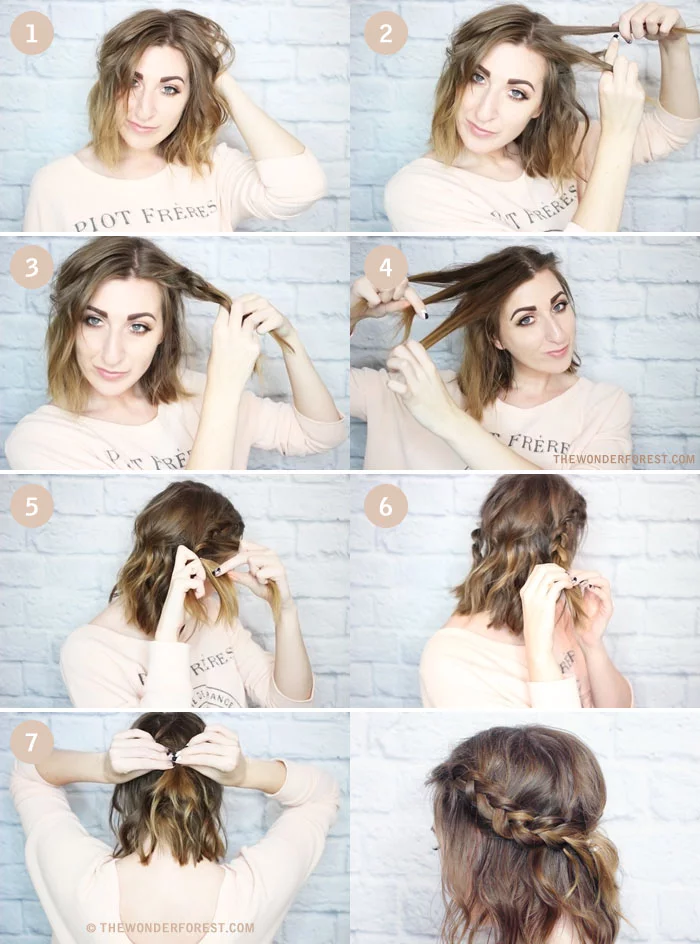 Cute Hairstyles for Short braided crown for short hair